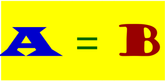 A equals B